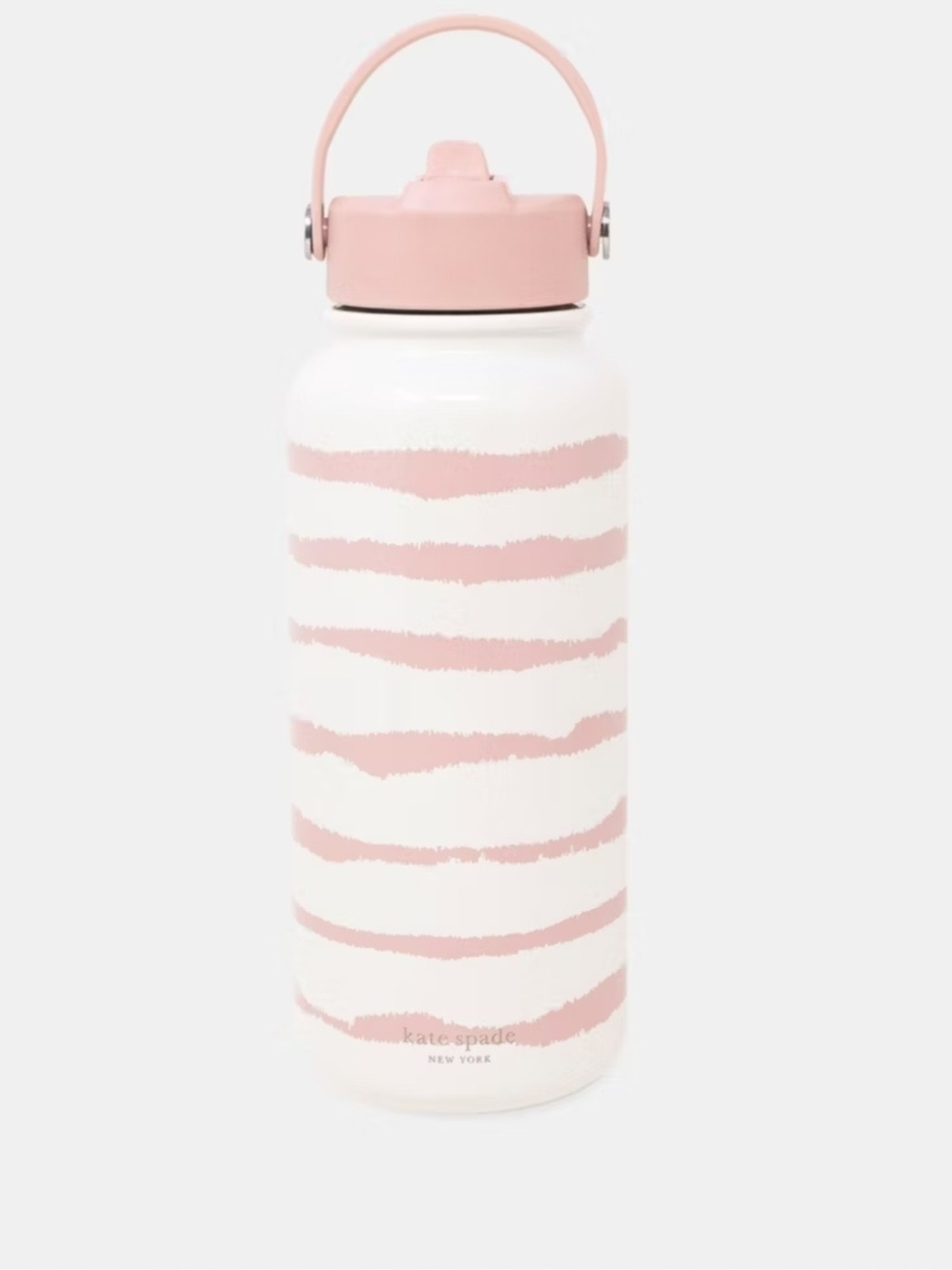 kate spade 33oz Pink and White Striped Insulated Water Bottle with Handle